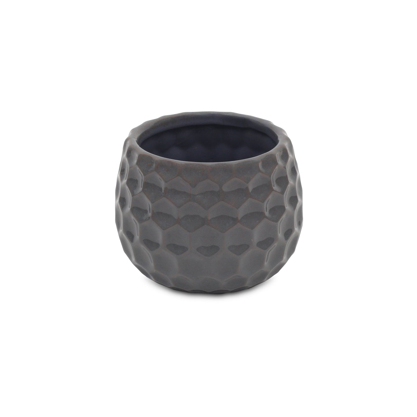 Gray Ceramic 17 Ounce Round Distressed Pot Planter