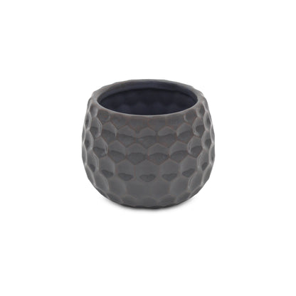 Gray Ceramic 17 Ounce Round Distressed Pot Planter