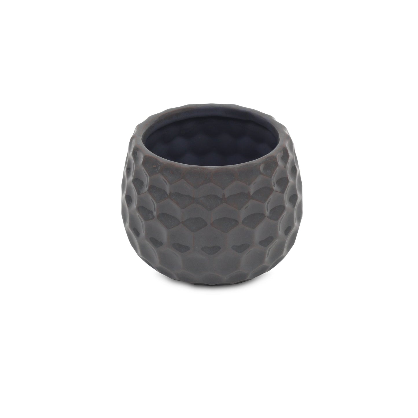 Gray Ceramic 17 Ounce Round Distressed Pot Planter