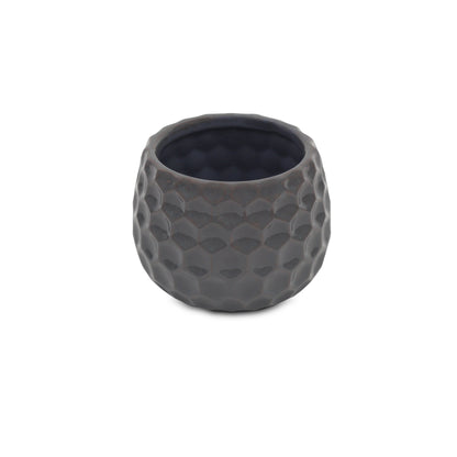 Gray Ceramic 17 Ounce Round Distressed Pot Planter