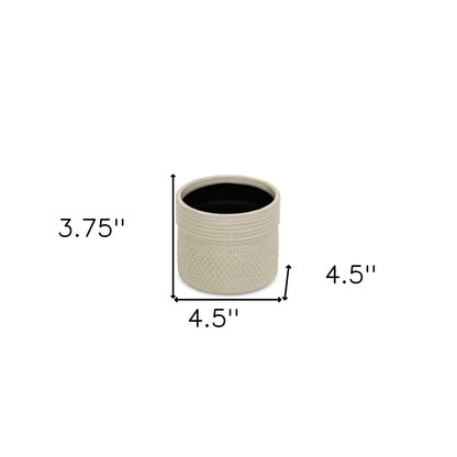 Off White Ceramic 25 Ounce Dotted Round Distressed Pot Planter