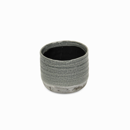 Gray Ceramic 19 Ounce Two Toned Round Distressed Pot Planter