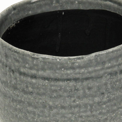 Gray Ceramic 19 Ounce Two Toned Round Distressed Pot Planter