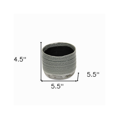 Gray Ceramic 19 Ounce Two Toned Round Distressed Pot Planter