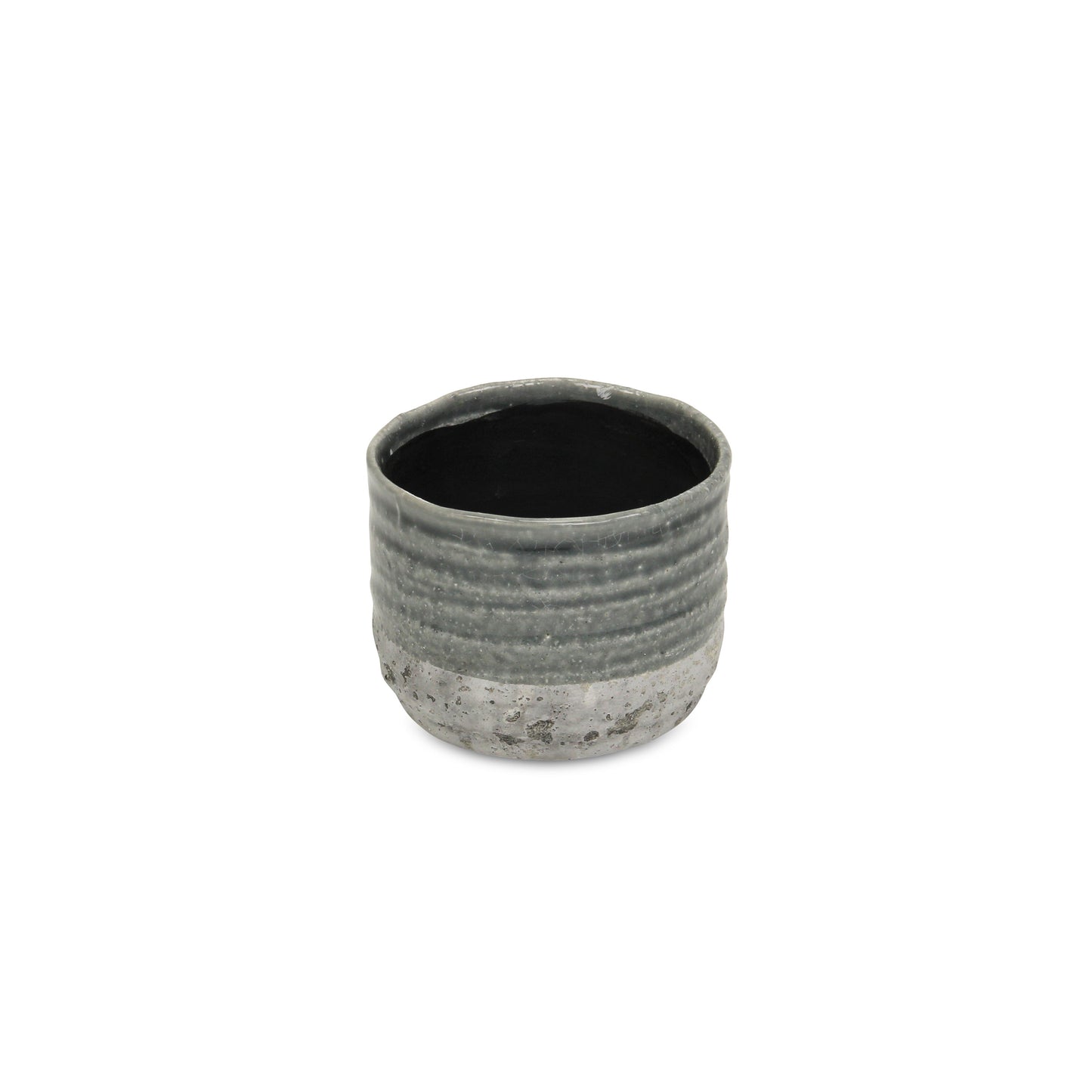 Gray Ceramic 36 Ounce Two Toned Round Distressed Pot Planter