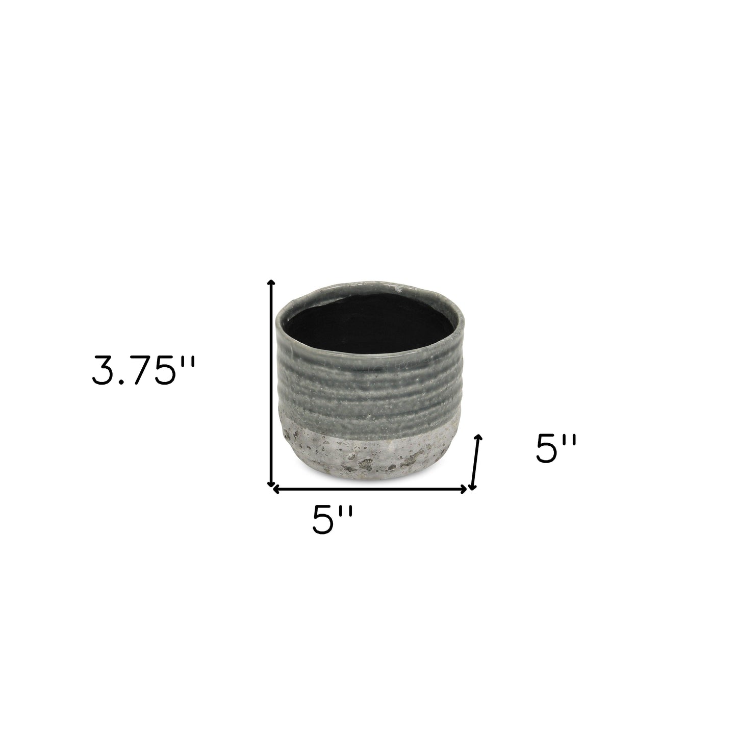 Gray Ceramic 36 Ounce Two Toned Round Distressed Pot Planter
