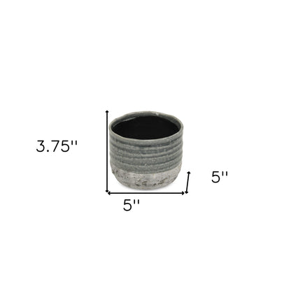 Gray Ceramic 36 Ounce Two Toned Round Distressed Pot Planter