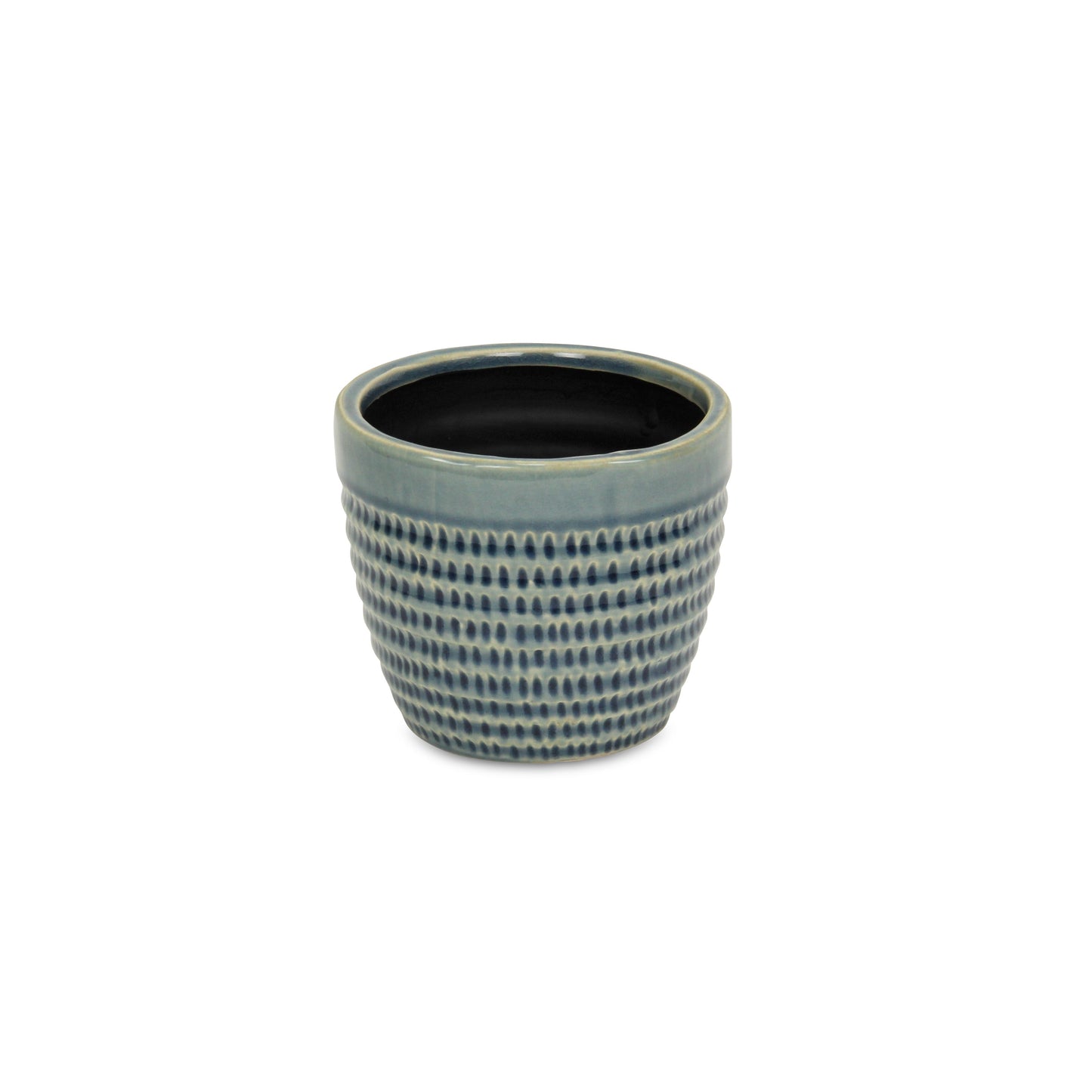Blue Ceramic 22 Ounce Dotted Round Distressed Pot Planter