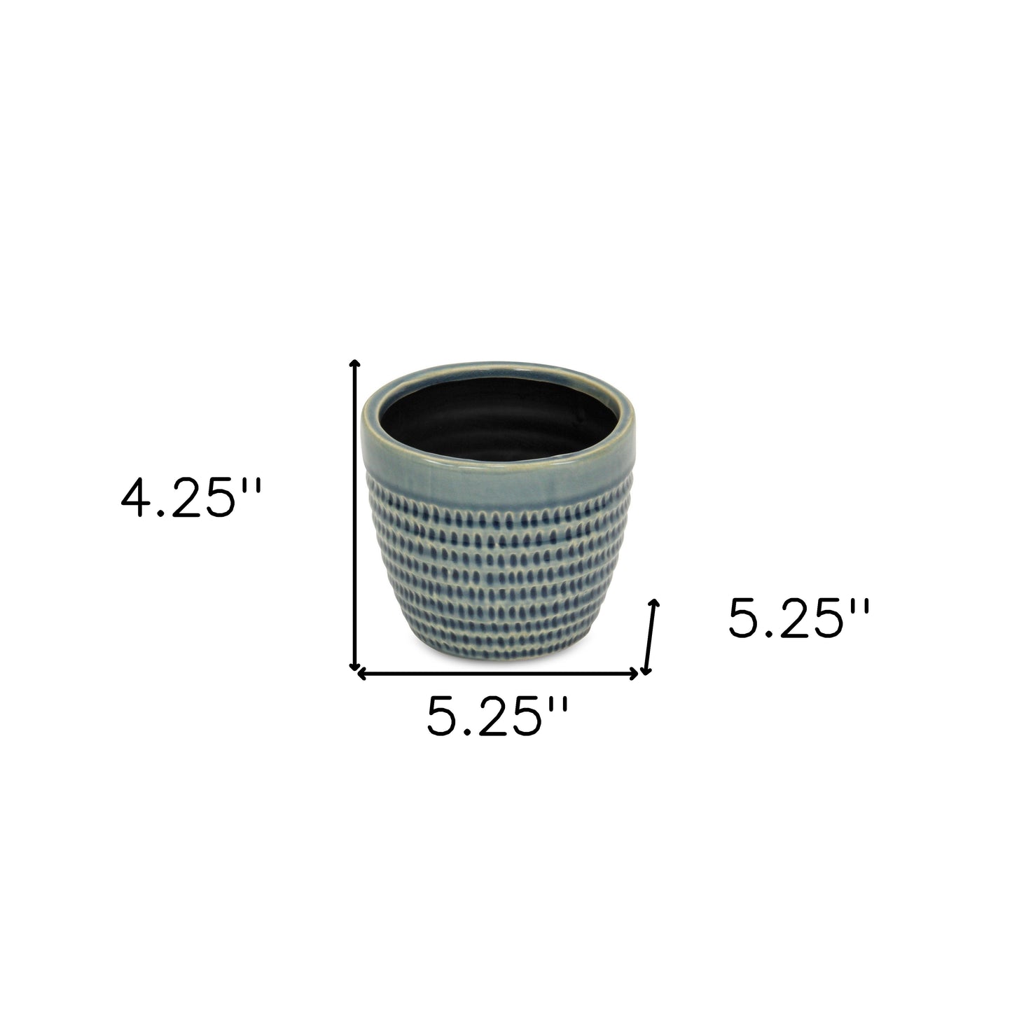 Blue Ceramic 22 Ounce Dotted Round Distressed Pot Planter