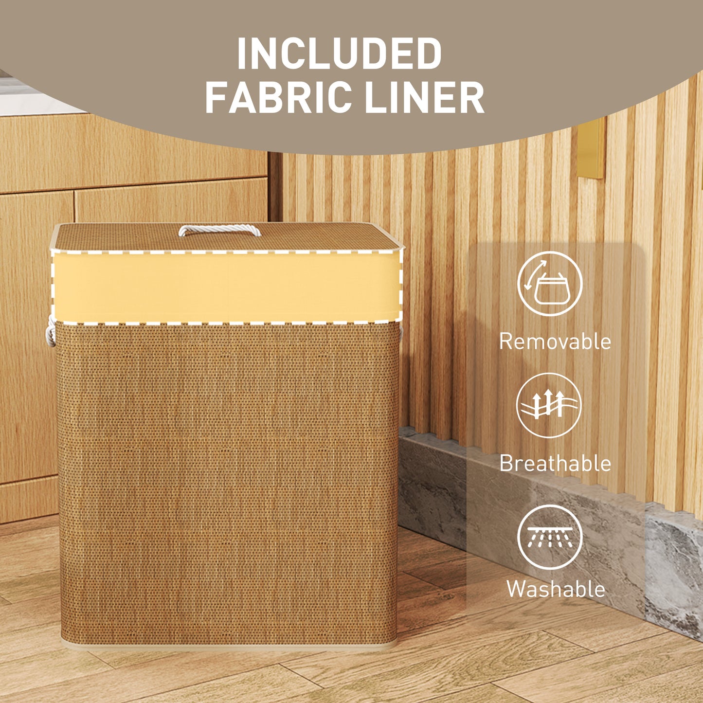 Double-Compartment Bamboo Laundry Sorter