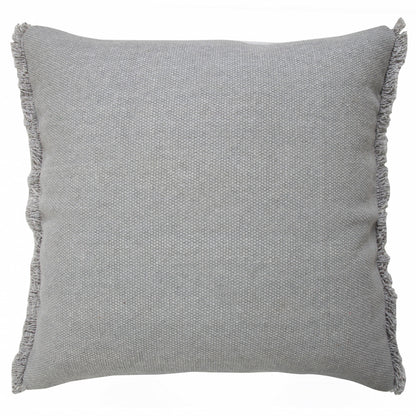 20" Gray Cotton Throw Pillow with Fringe