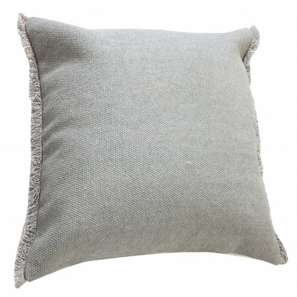 20" Gray Cotton Throw Pillow with Fringe