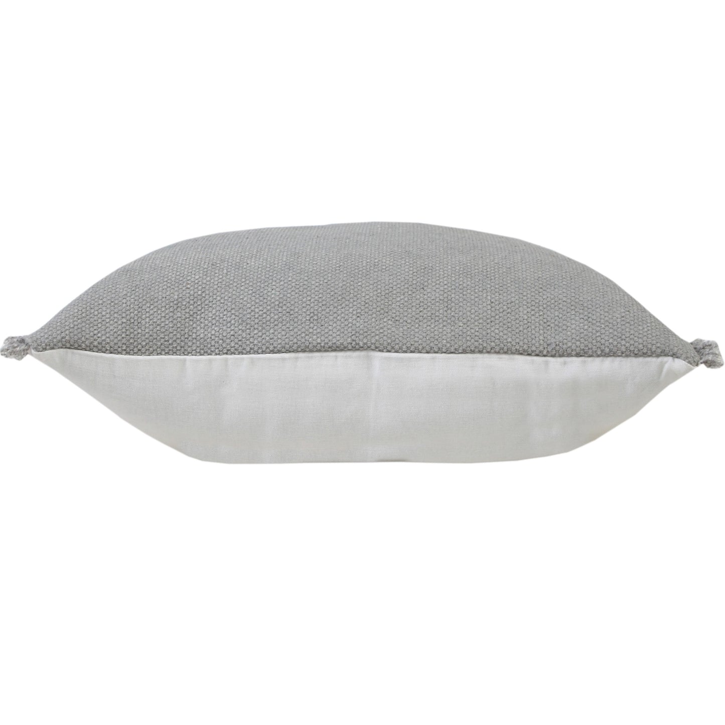 20" Gray Cotton Throw Pillow with Fringe
