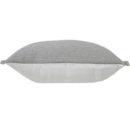 20" Gray Cotton Throw Pillow with Fringe