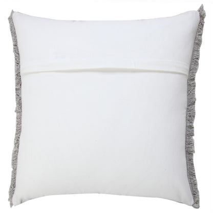 20" Gray Cotton Throw Pillow with Fringe