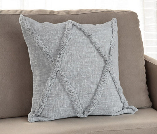 20" Gray Cotton Throw Pillow
