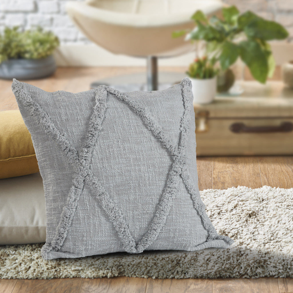 20" Gray Cotton Throw Pillow