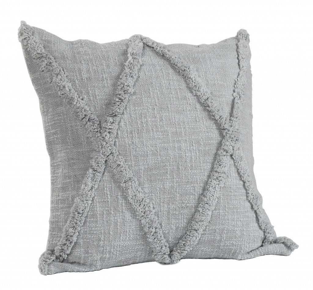 20" Gray Cotton Throw Pillow