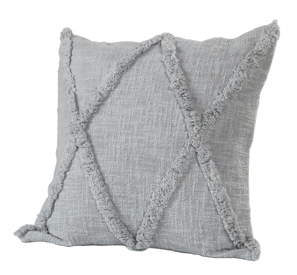 20" Gray Cotton Throw Pillow