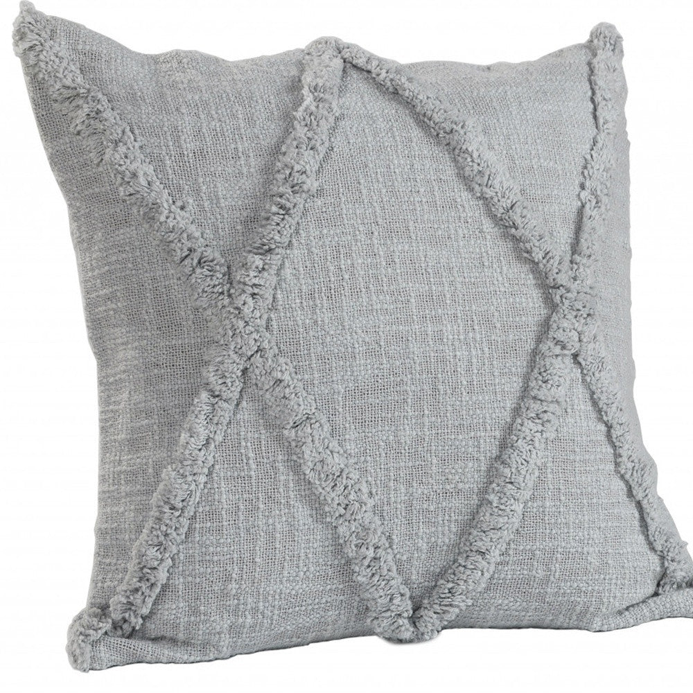 20" Gray Cotton Throw Pillow
