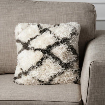 20" Black And White Fabric Geometric Throw Pillow