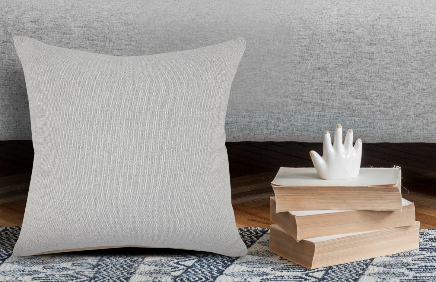 20" Gray Cotton Throw Pillow