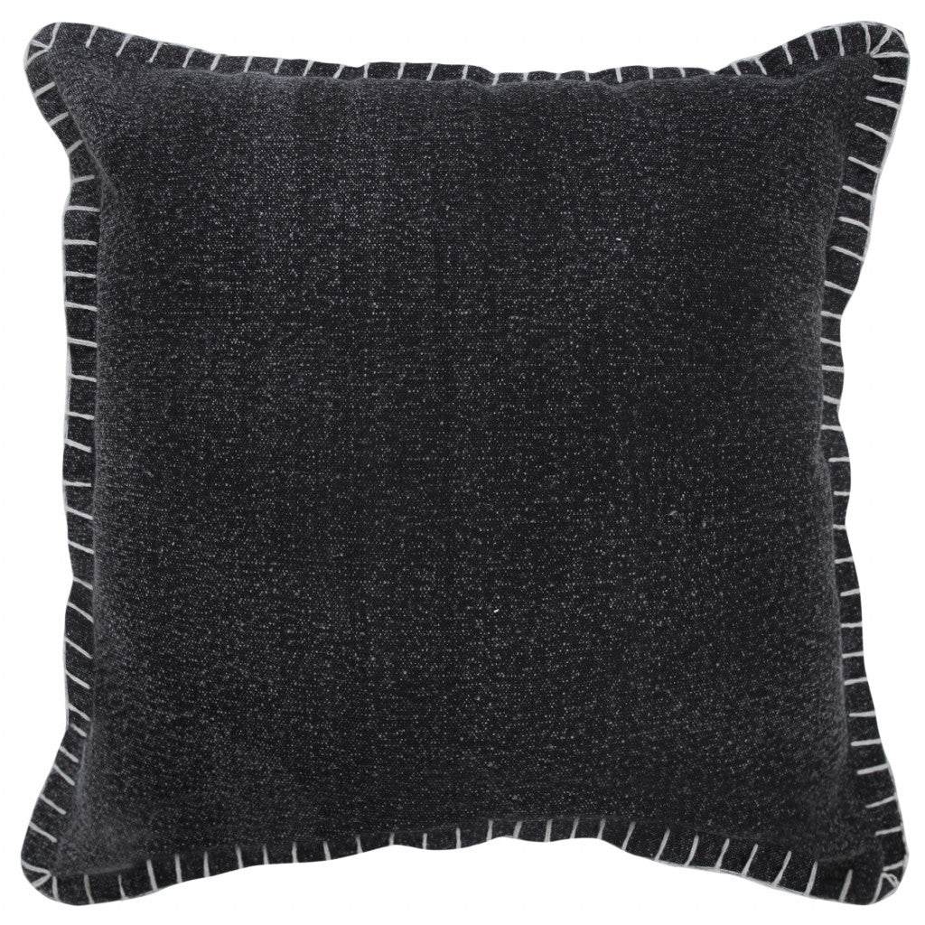 20" Black Cotton Throw Pillow