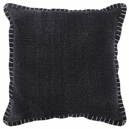 20" Black Cotton Throw Pillow