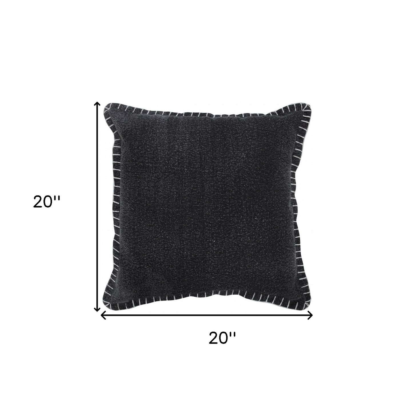 20" Black Cotton Throw Pillow