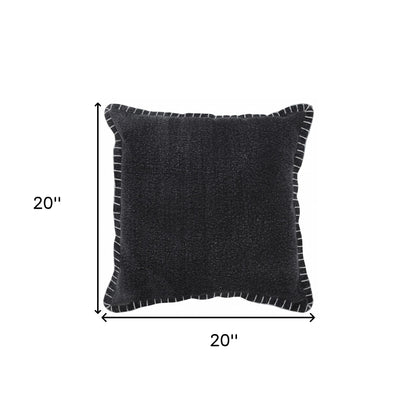 20" Black Cotton Throw Pillow