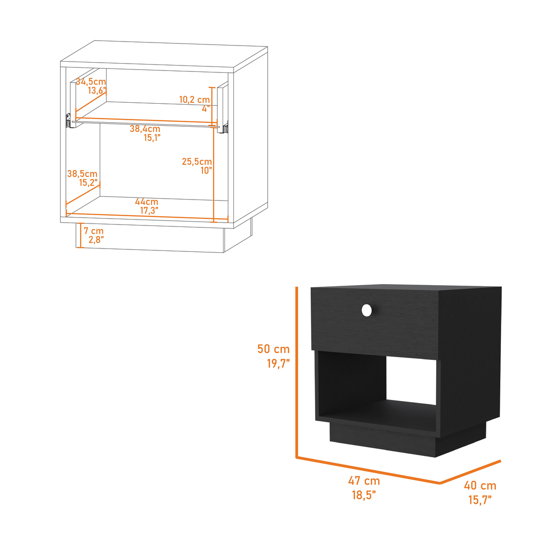 Two Piece Black Bedroom Set