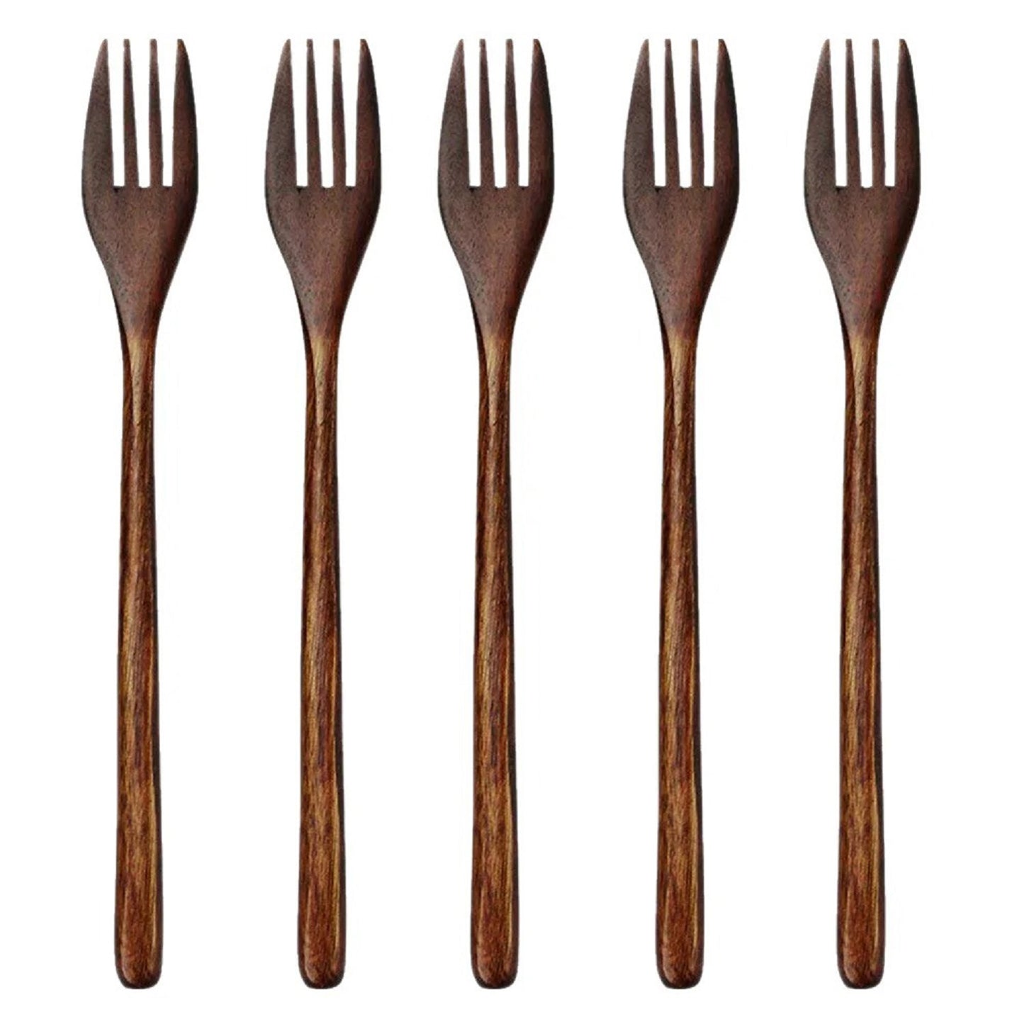 Brown Solid Wood Handmade Ten Piece Dinner Fork And Dinner Spoon Set