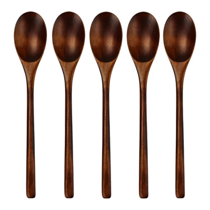 Brown Solid Wood Handmade Ten Piece Dinner Fork And Dinner Spoon Set