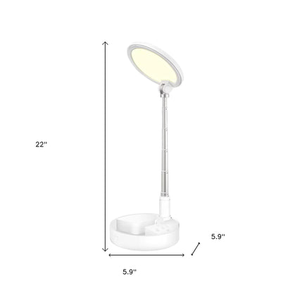 22" White Metal And Plastic Adjustable Portable Desk Lamp LED With Phone Clamp