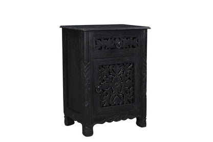 Three Piece Black Solid Wood Bedroom Set
