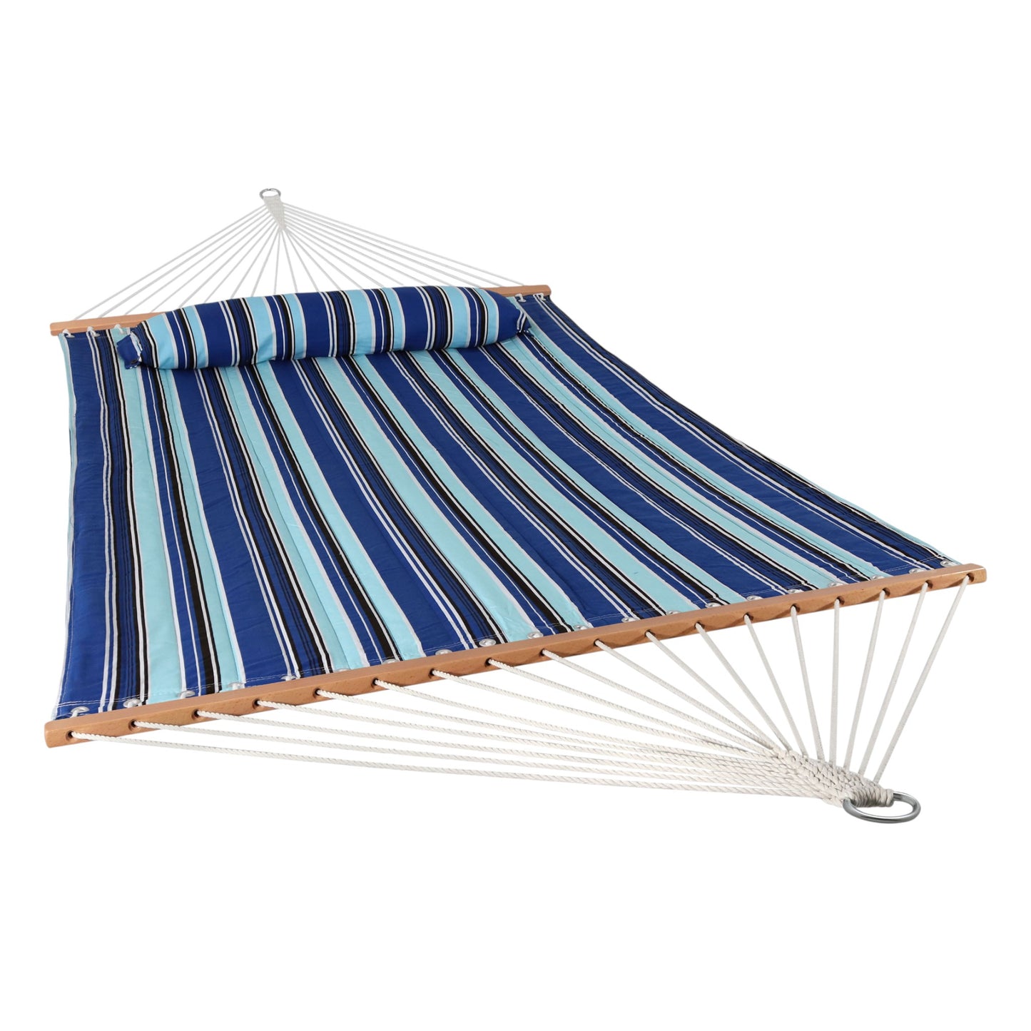 Light Blue And Dark Blue Striped Double Hammock