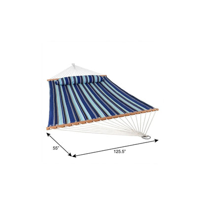 Light Blue And Dark Blue Striped Double Hammock