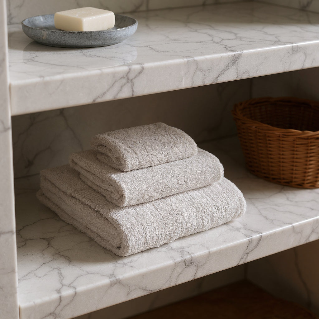 Set of Three Beige Cotton Quick Dry Terry Cloth Towels