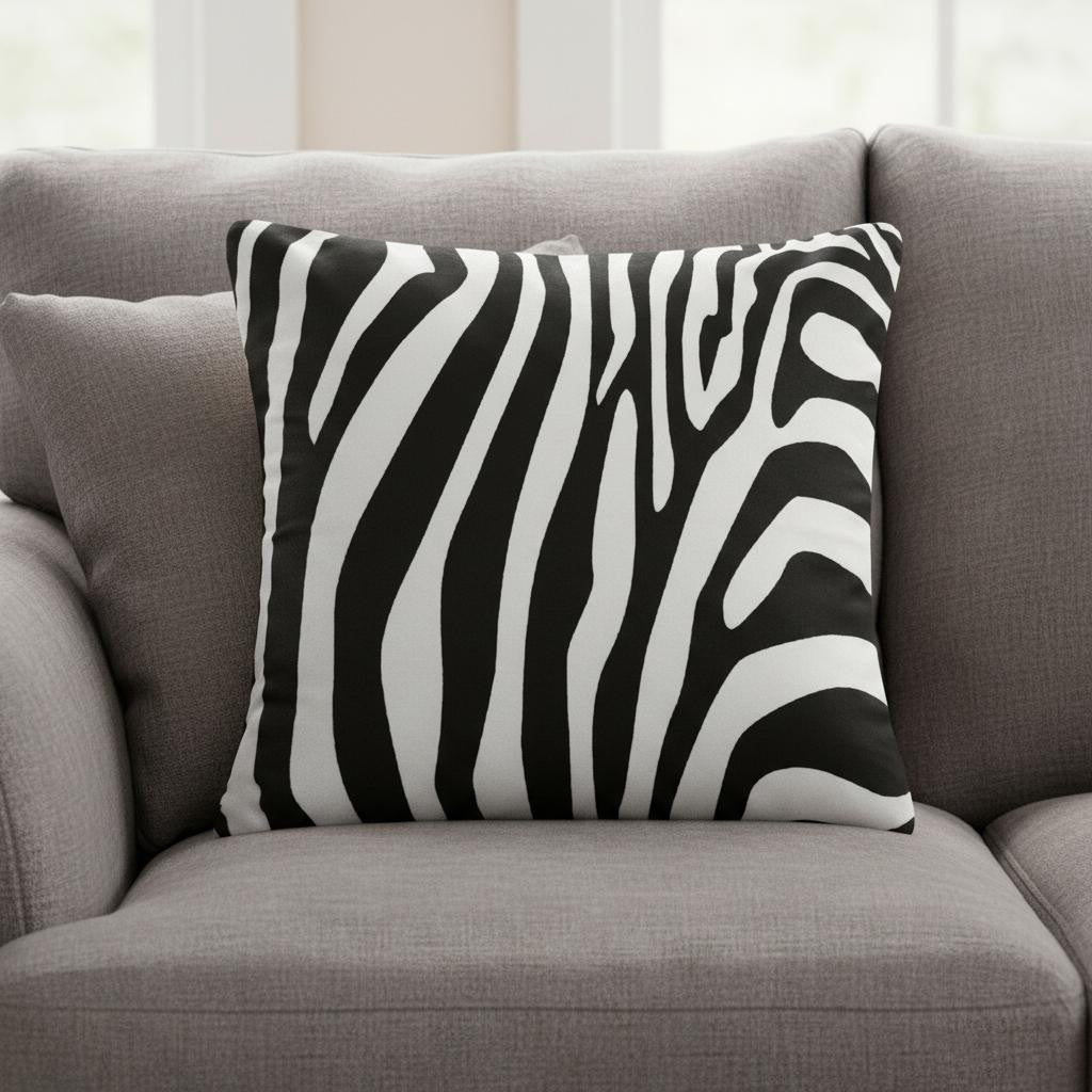 20" Black And White Throw Pillow Cover