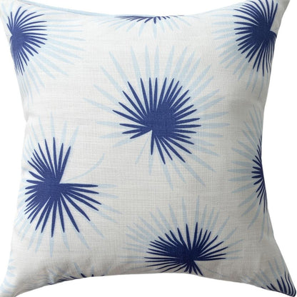 18" Blue And White Beach Floral Throw Pillow Cover