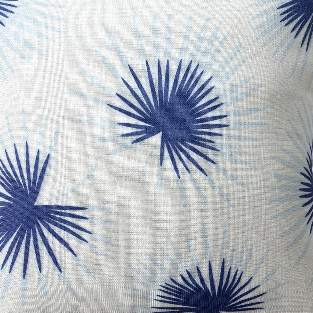 18" Blue And White Beach Floral Throw Pillow Cover