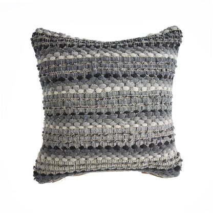 18" Black And Gray Beach Striped Cotton Blend Throw Pillow Cover