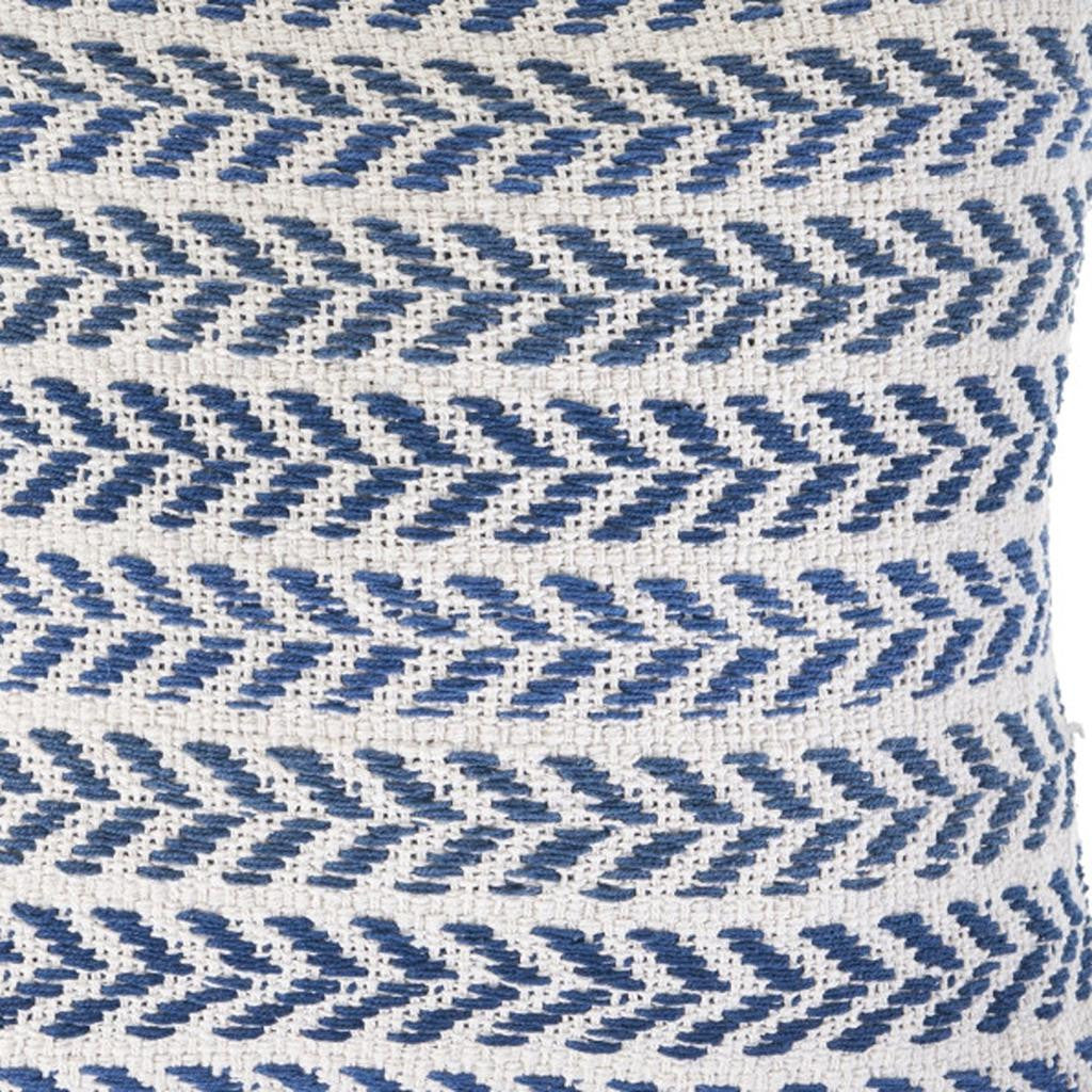 18" Blue And White Beach Chevron Cotton Throw Pillow Cover