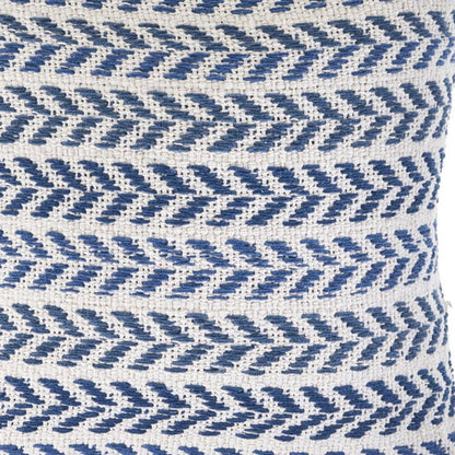 18" Blue And White Beach Chevron Cotton Throw Pillow Cover