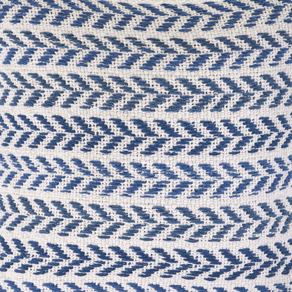 18" Blue And White Beach Chevron Cotton Throw Pillow Cover