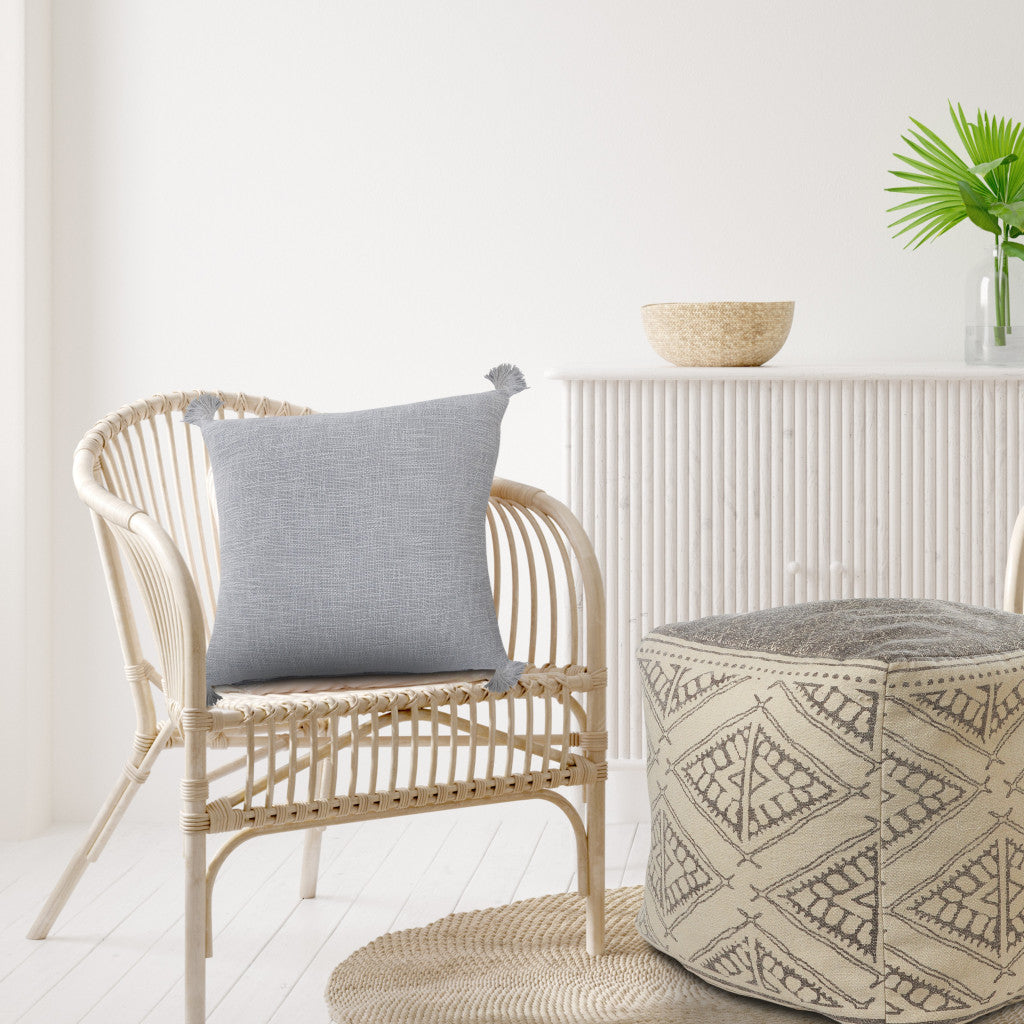 20" Gray Cotton Throw Pillow Cover