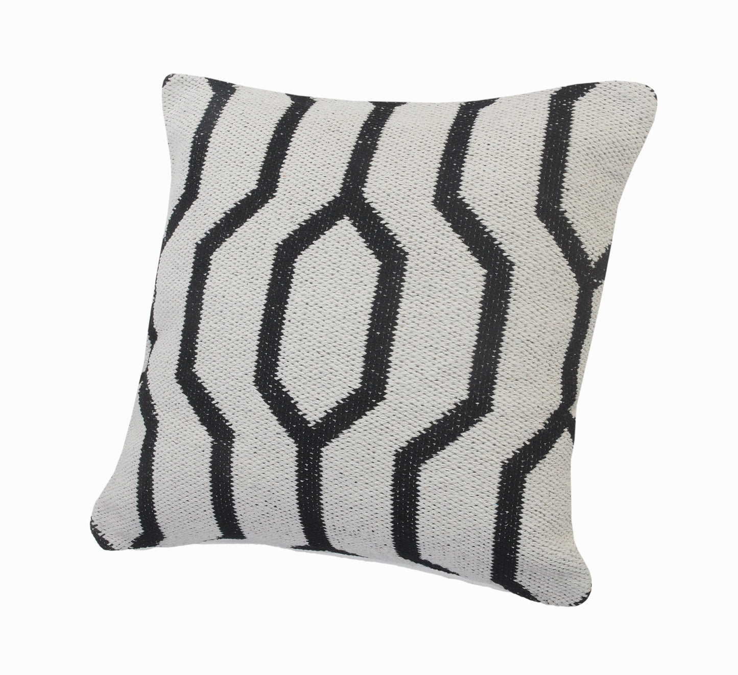 20" White And Black Geometric Cotton Throw Pillow Cover