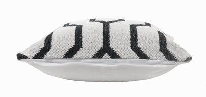 20" White And Black Geometric Cotton Throw Pillow Cover