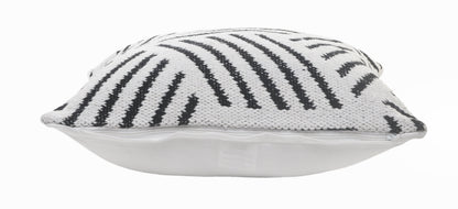 20" White And Black Geometric Cotton Throw Pillow Cover