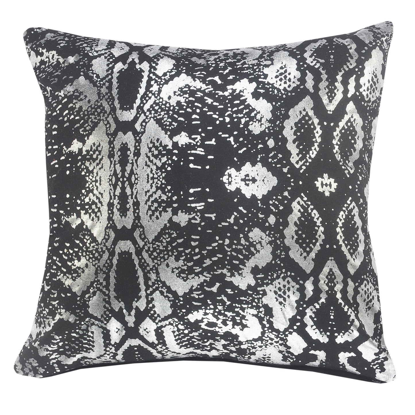 20" Black And Silver Beach Cotton Throw Pillow Cover